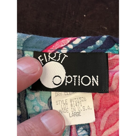 Vintage First Option Shirt Womens Large Abstract Rayon Lined Made USA 90s - Picture 5 of 8